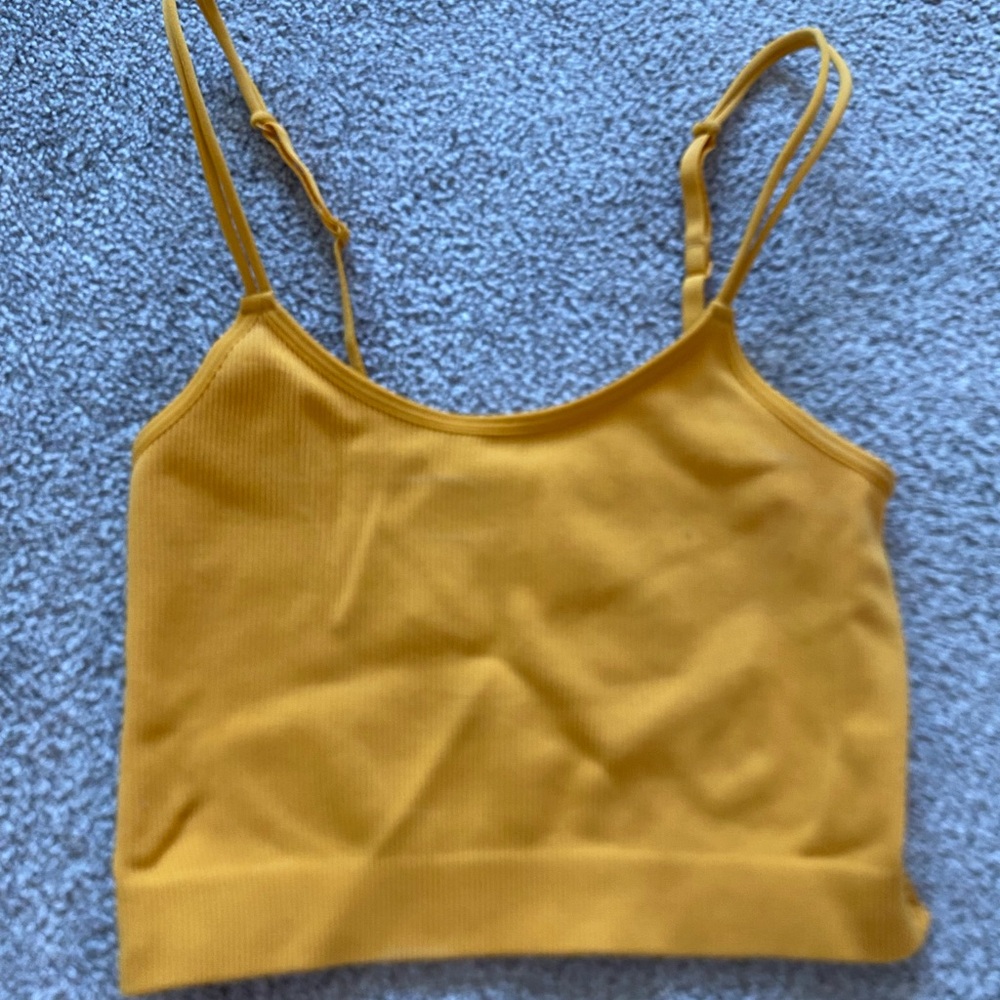 Yellow tank top with flower open back